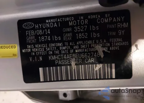 2014 Hyundai Accent Gls z USA, uszkodzony, nr VIN KMHCT4AE8EU662748